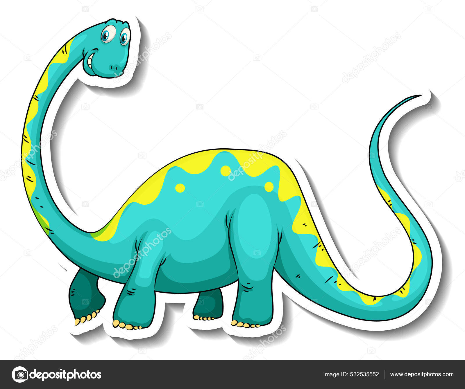Brachiosaurus Dinossauro Desenho Animado Personagem Adesivo Ilustração  imagem vetorial de interactimages© 532535552